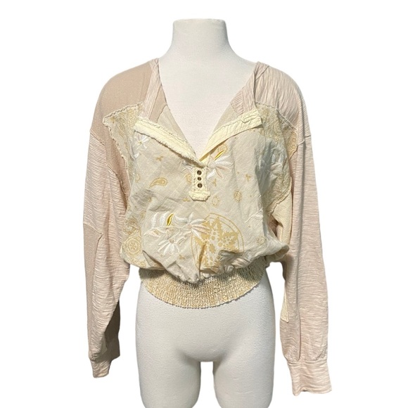 Free people embroidered tan top sz- XS - Picture 2 of 6